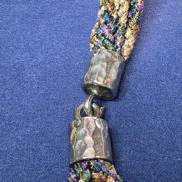 Multicolor Braided Statement Necklace Gold Silver Accents RR 570 - Picture 8 of 11